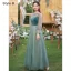 Modest / Simple Jade Green Suede Bridesmaid Dresses 2022 A-Line / Princess Short Sleeve Backless Sequins Floor-Length / Long Wedding Party Dresses
