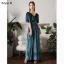 Modest / Simple Ink Blue Suede Bridesmaid Dresses 2022 A-Line / Princess V-Neck Short Sleeve Backless Floor-Length / Long Wedding Party Dresses