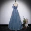 Chic / Beautiful Pool Blue Pleated Prom Dresses 2022 A-Line / Princess Spaghetti Straps Sleeveless Backless Floor-Length / Long Formal Dresses