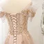 Charmant Rougissant Rose Perlage Paillettes En Dentelle Fleur Robe De Bal 2022 Princesse De l'épaule Manches Courtes Dos Nu Longue Robe De Ceremonie