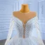 High-end Luxury / Gorgeous White Handmade  Beading Rhinestone Sequins Wedding Dresses 2022 Ball Gown Scoop Neck Long Sleeve Chapel Train Wedding