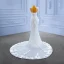 Sparkly High-end White Beading Pearl Sequins Wedding Dresses 2022 Trumpet / Mermaid Scoop Neck Appliques Sleeveless Backless Chapel Train Wedding