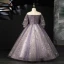 Chic / Beautiful Purple Beading Sequins Birthday Flower Girl Dresses 2022 Ball Gown Scoop Neck Long Sleeve Floor-Length / Long Flower Girl Dresses