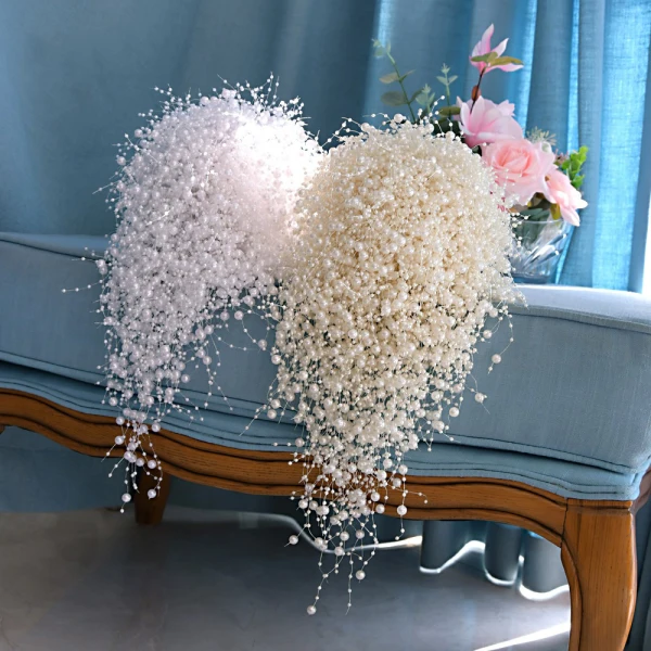 Stunning White Handmade  Pearl Wedding Flowers 2022 Accessories
