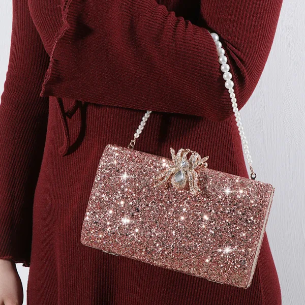 Glitter Rhinestone Pailletten Avond Roos Goud Handtassen 2022 Accessoires