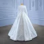 Muslim Elegant White Satin Wedding Dresses 2022 Ball Gown High Neck Handmade  Beading Pearl Lace Flower Long Sleeve Floor-Length / Long Wedding