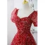 Chic / Belle Bordeaux Glitter Paillettes Robe De Bal 2022 Princesse Encolure Carrée Gonflée Manches Courtes Dos Nu Longue Robe De Ceremonie