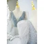 Chic / Beautiful Sky Blue Prom Dresses 2022 A-Line / Princess V-Neck Puffy Short Sleeve Backless Beading Rhinestone Sequins Floor-Length / Long Formal Dresses