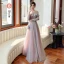 Chic / Belle Rougissant Rose Robe Demoiselle D'honneur 2022 Princesse Encolure Dégagée Paillettes Gonflée Manches Courtes Dos Nu Longue Robe Demoiselle D'honneur