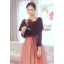 Elegant Burgundy Suede Winter Prom Dresses 2022 A-Line / Princess Square Neckline Long Sleeve Backless Sash Bow Floor-Length / Long Formal Dresses