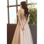Chic / Belle Champagne Perlage Paillettes Robe De Bal 2022 Princesse Encolure Carrée Manches Courtes Dos Nu Longue Robe De Ceremonie
