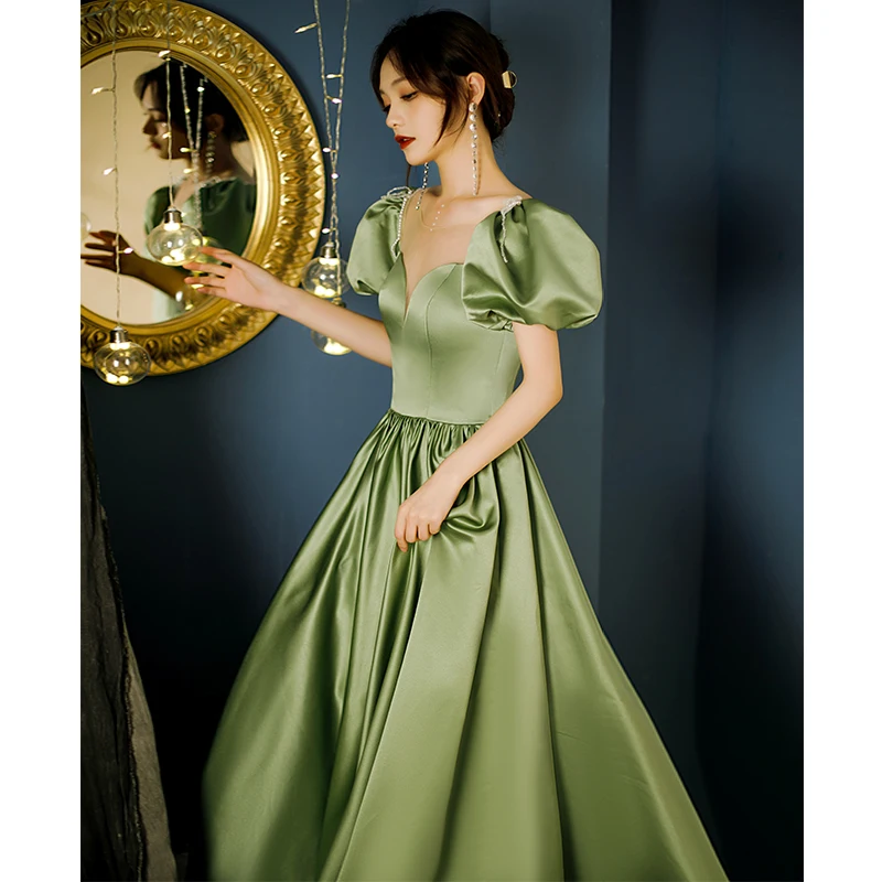 open lace back dress Off-the-Shoulder Satin Long Prom Dress