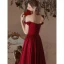 Chic / Beautiful Burgundy Prom Dresses 2022 A-Line / Princess Strapless Bow Sleeveless Backless Floor-Length / Long Satin Prom Formal Dresses