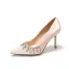 Charming Ivory Satin Rhinestone Wedding Shoes 2022 9 cm Stiletto Heels Pointed Toe Wedding Pumps High Heels