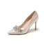 Fashion Ivory Rhinestone Satin Wedding Shoes 2022 9 cm Stiletto Heels Pointed Toe Wedding Pumps High Heels