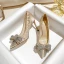 Charming Nude Rhinestone Bow Wedding Shoes 2022 Leather 8 cm Stiletto Heels Pointed Toe Wedding Pumps High Heels