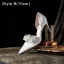 Charming White Pearl Appliques Wedding Shoes 2022 Leather 12 cm Stiletto Heels Pointed Toe Wedding Shoes High Heels