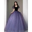 Vintage / Retro Navy Blue Sequins Prom Dresses 2022 Ball Gown Square Neckline Puffy Short Sleeve Floor-Length / Long Formal Dresses