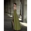 Vintage / Retro Olive Green Satin Evening Dresses  2022 A-Line / Princess Off-The-Shoulder Sleeveless Backless Split Front Floor-Length / Long Formal Dresses