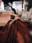 Charming Brown Evening Dresses 2022 A-Line / Princess Strapless Sleeveless Backless Floor-Length / Long Evening Party Formal Dresses