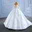 High-end White Beading Pearl Lace Flower Wedding Dresses 2022 Ball Gown Scoop Neck Long Sleeve Court Train Wedding