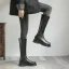 Fashion Black Street Wear Womens Boots 2022 Waterproof Round Toe Flat Boots
