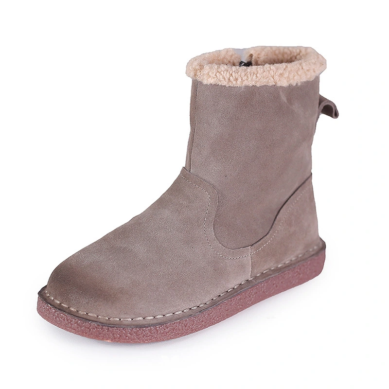 Comfortable Winter Grey Street Wear Cotton Snow Boots 2022 Flat Round Toe Womens Boots