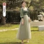 Modest / Simple Olive Green Velour Bridesmaid Dresses 2022 Bridesmaid A-Line / Princess Square Neckline 3/4 Sleeve Backless Floor-Length / Long Wedding Party Dresses