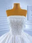 Luxury / Gorgeous Ivory Wedding Dresses 2022 Ball Gown Strapless Beading Pearl Sequins Sleeveless Backless Chapel Train Wedding