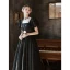 Mode Noire Robe De Bal 2022 Princesse Encolure Carrée Manches Courtes Dos Nu Longue Robe De Ceremonie