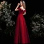 Modest / Simple Burgundy Satin Prom Dresses 2022 A-Line / Princess Off-The-Shoulder Short Sleeve Backless Floor-Length / Long Formal Dresses