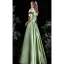 Elegant Sage Green Solid Color Satin Prom Dresses 2022 A-Line / Princess Square Neckline Puffy Short Sleeve Backless Floor-Length / Long Formal Dresses
