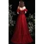 Chic / Beautiful Burgundy Prom Dresses 2022 A-Line / Princess Off-The-Shoulder Sash Bow Short Sleeve Backless Floor-Length / Long Formal Dresses
