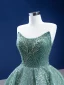 Haut de Gamme Vert Citron Robe De Bal 2022 Princesse Bustier Perlage Paillettes Sans Manches Dos Nu Longue Robe De Ceremonie