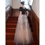 Élégant Noire Paillettes Faux Diamant Robe De Bal 2022 Princesse Encolure Carrée Manches Courtes Dos Nu Longue Robe De Ceremonie