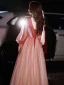 Charmant Rouge En Dentelle Papillon Robe De Bal 2022 Princesse Faux Diamant V-Cou Manches Longues Dos Nu Longue Robe De Ceremonie