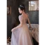 Scintillantes Rougissant Rose Robe De Bal 2022 Princesse Encolure Carrée Perlage Paillettes En Dentelle Fleur Manches Courtes Dos Nu Longue Robe De Ceremonie