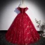 Mode Burgunderrot Ballkleider 2022 Ballkleid Kurze Ärmel Rückenfreies Off Shoulder Perlenstickerei Perle Pailletten Lange Festliche Kleider