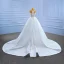 Luxury / Gorgeous White Wedding Dresses 2022 Trumpet / Mermaid Scoop Neck Sleeveless Backless Beading Pearl Rhinestone Cathedral Train Wedding