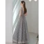 Charming Luxury / Gorgeous Grey Glitter Evening Dresses 2022 A-Line / Princess V-Neck Sequins Rhinestone Short Sleeve Backless Floor-Length / Long Evening Party Formal Dresses