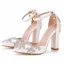 Charmant Weiß Strass Brautschuhe 2022 Knöchelriemen 10 cm Thick Heels Spitzschuh Hochzeit Sandaletten Hochhackige