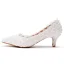 Chic / Beautiful White Pearl Lace Flower Wedding Shoes 2022 5 cm Stiletto Heels Pointed Toe Wedding Pumps High Heels