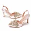 Charmant Blanche Perle Faux Diamant Chaussure De Mariée 2022 9 cm Talons Aiguilles À Bout Pointu Mariage Talons Hauts