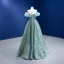 Haut de Gamme Vert Cendré Robe De Bal 2022 Princesse De l'épaule Perlage Paillettes Gland Manches Courtes Dos Nu Longue Robe De Ceremonie