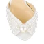 Sexy Ivoire Perle Chaussure De Mariée 2022 10 cm Talons Aiguilles Bride Cheville Cuir Peep Toes / Bout Ouvert Mariage Talons Hauts