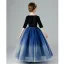 Elegant Navy Blue Gradient-Color Sequins Flower Girl Dresses 2022 Ball Gown V-Neck 1/2 Sleeves Floor-Length / Long Birthday Flower Girl Dresses