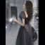 Elegant Purple Glitter Prom Dresses 2022 A-Line / Princess Square Neckline Puffy Short Sleeve Backless Bow Floor-Length / Long Formal Dresses