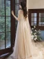 Sparkly Champagne Beading Rhinestone Sequins Prom Dresses 2022 A-Line / Princess V-Neck Lace Flower Sleeveless Backless Floor-Length / Long Formal Dresses
