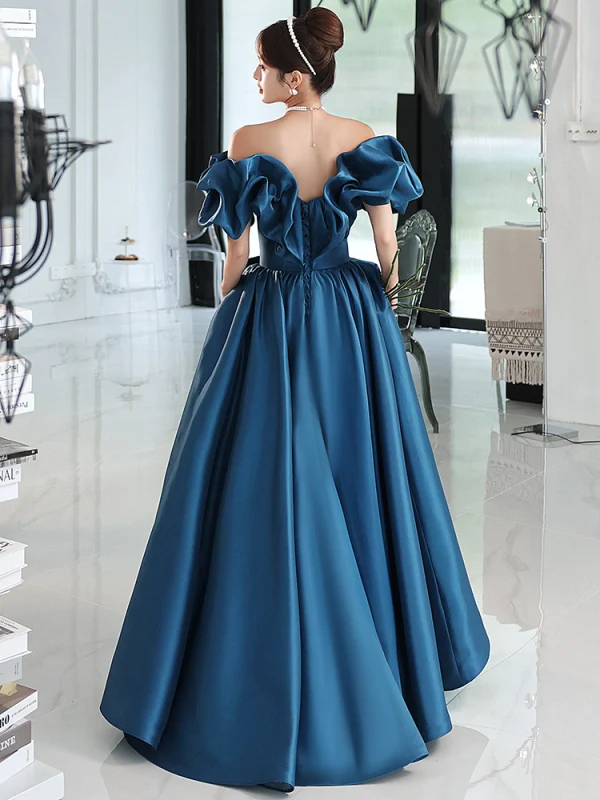 ink blue prom dress Strappy Open-Back Long Prom Dress with Beaded Lace Ink Blue / 4 main image 1