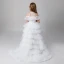 Fashion White Butterfly Appliques Rhinestone Cascading Ruffles Birthday Flower Girl Dresses 2022 Ball Gown High Neck Short Sleeve Floor-Length / Long Flower Girl Dresses
